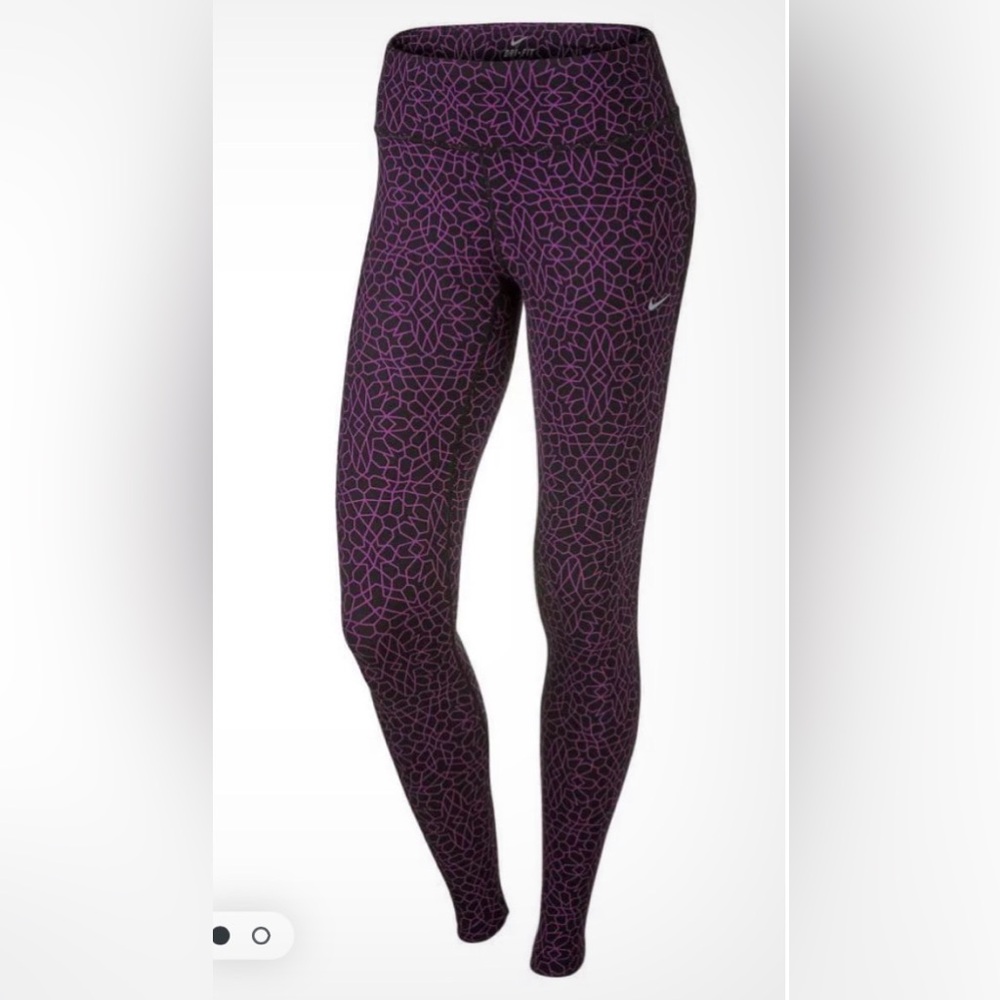 Nike Women’s Black and Purple Patterned Leggings - STARGLASS EPIC RUN TIGHT